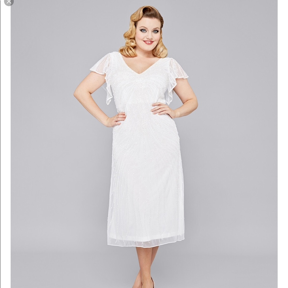 Lindy Bop “Ritz” White embellished dress
